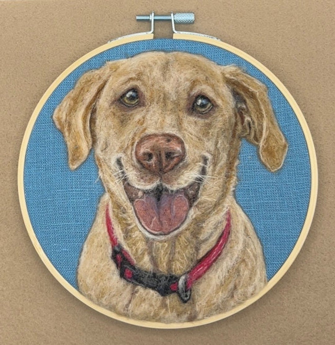 Custom Needle Felted Dog Portrait From Photo. Personalized Gift for Pet
