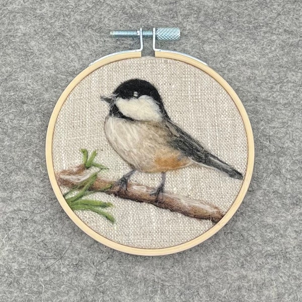 Needle Felted Chickadee, Bird Ornament, Chickadee Art, Black Capped Chickadee, Bird Watcher Gift, Bird Ornament, Felt Bird, Christmas Bird