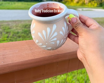 Jarritos de arcilla / Tazas Mexicanas de Ceramica / Mexican Cups / Clay Mexican Cups / Floral Cups / Artional Cups / Hand-Painted Clay Mugs/