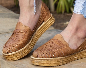 Ladies Vintage Leather Sandals Wedges Huaraches Boho Etsy