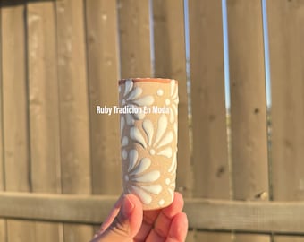 Clay shot glass/ Tequileros de Barros / Inspirados en los disenos de TALAVERA/ Talavera Inspired / Tazas Mexicanas de Ceramica | Mexican Cup
