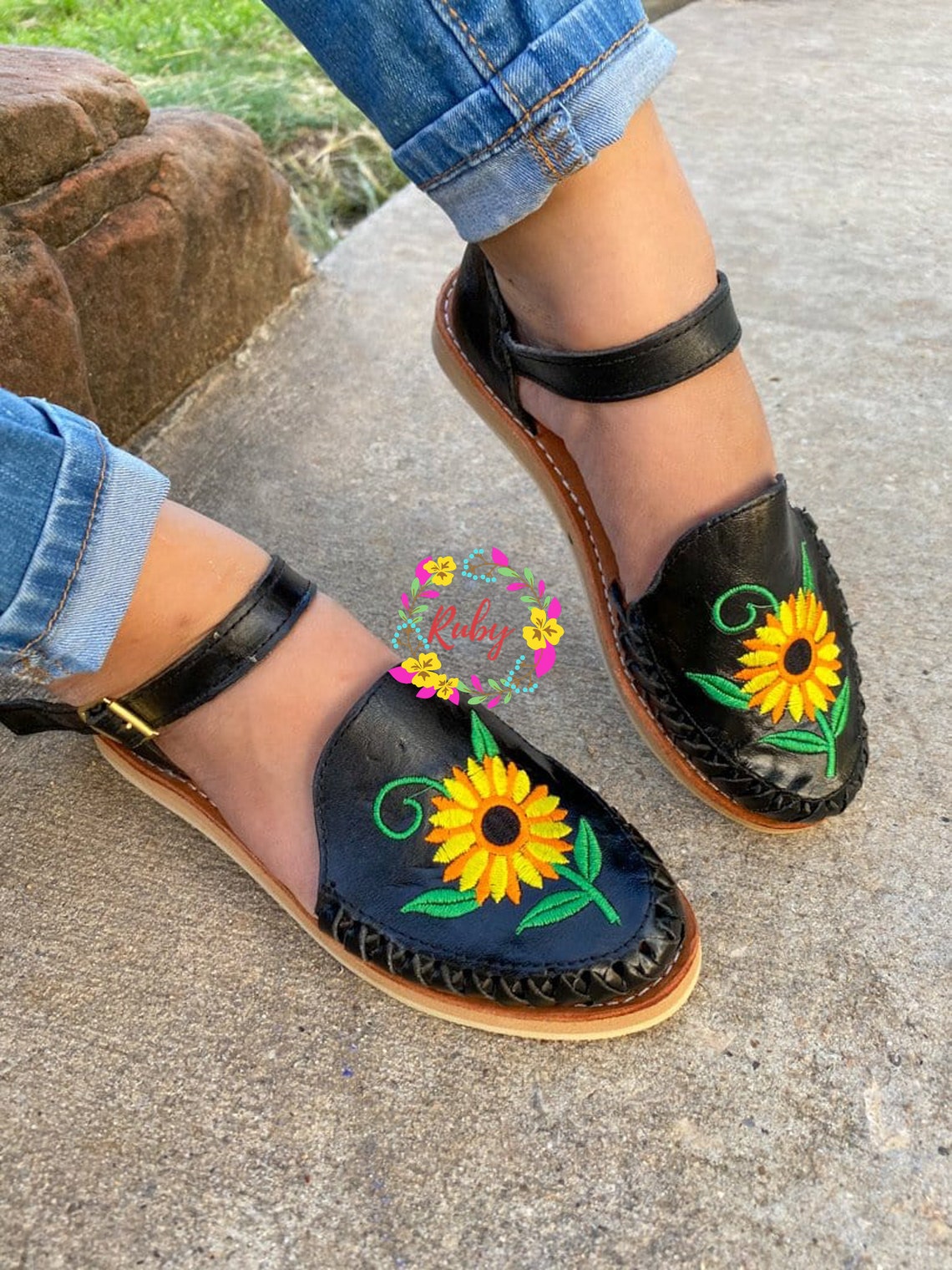 huaraches con girasoles