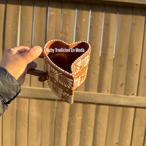Tasse à café en céramique coeur / Mug en forme de coeur / Tasses en argile/Jarritos Mexicanos/ Tazas Artesanales/ Artesanias Mexicanas Ceramic/Tazas de Corazon
