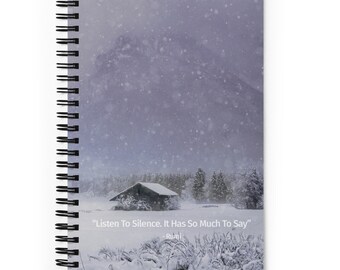 Snowy Cabin 5.5x8.5 Spiral Notebook Journal Bullet Journal White Dot Grid Outdoor Therapy