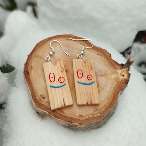 Plank (pendientes): colgante/tallado en madera inspirado en Ed Edd y Eddy/Cartoon Network