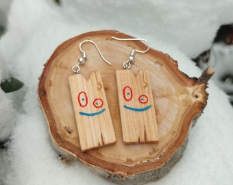 Plank (earrings) - Ed Edd and Eddy/Cartoon Network inspired woodcarving/pendant