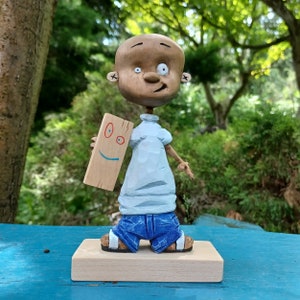 Johnny 2x4 and Plank (Talla de madera hecha a mano inspirada en Ed, Edd & Eddy, serie de televisión de Cartoon Network de los años 90 - tallada y pintada a mano)