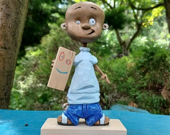 Johnny 2x4 and Plank (Handmade wood carving inspired by Ed, Edd & Eddy, Cartoon Network TV series from the 90s - handcarved and painted)