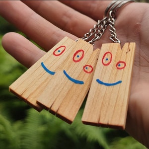 Plank (sleutelhanger) - Ed Edd en Eddy/Cartoon Network geïnspireerd houtsnijwerk/hanger