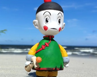 Chiaotzu (Handmade wood carving inspired by Dragon Ball  - hand carved and painted wooden art / sculpture)
