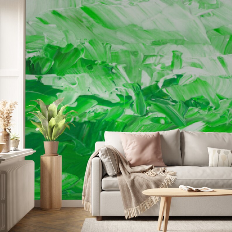 Green Paint Wallpaper Paste the Wall Silk Paste the Wall Etsy