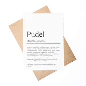 Pudel Definition Karte personalisierbar mit Name Hunde Rasse Grußkarte Geschenk Hundebesitzer Karte Geburtstag Geschenk