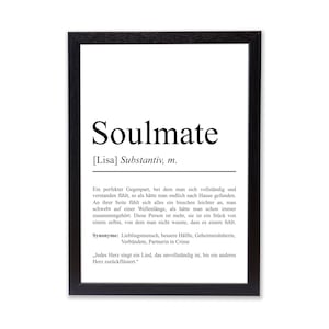 Soulmate Definition Poster personalisierbar mit Namen Soulmate Poster Geschenk Geburtstag Seelenverwandte Poster Definition