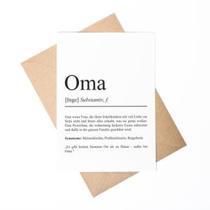 Oma Definition A6 Karte personalisierbar mit Namen Oma Grußkarte Geschenk für Oma Grußkarte Definition Oma Klappkarte Geschenkkarte