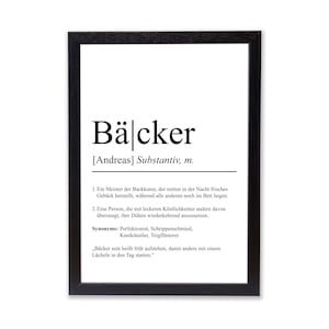 Bäcker Definition Poster personalisierbar mit Namen Beruf Poster Bäcker Geschenk Einzug Geburtstag Geschenk Bäcker Poster Beruf Definition