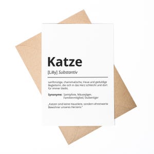 Katze Definition Karte personalisierbar mit Name Katze Grußkarte Geschenk Katzenbesitzer Karte Geburtstag Geschenk Katzenliebhaber