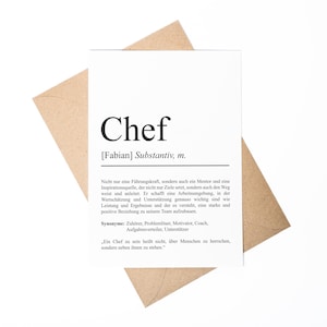 Chef Definition Karte A6 personalisierbar mit Namen Beruf Grußkarte Chef Geschenk Geburtstag Chef Klappkarte Definition