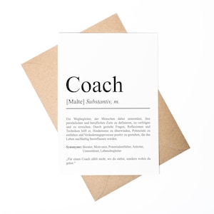 Coach Definition Karte A6 personalisierbar mit Namen Beruf Grußkarte Coach Geschenk Geburtstag Coach Klappkarte Definition