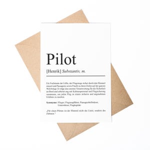 Pilot Definition A6 Karte personalisierbar mit Namen Beruf Grußkarte Pilot Geschenk Geburtstag Pilot Klappkarte