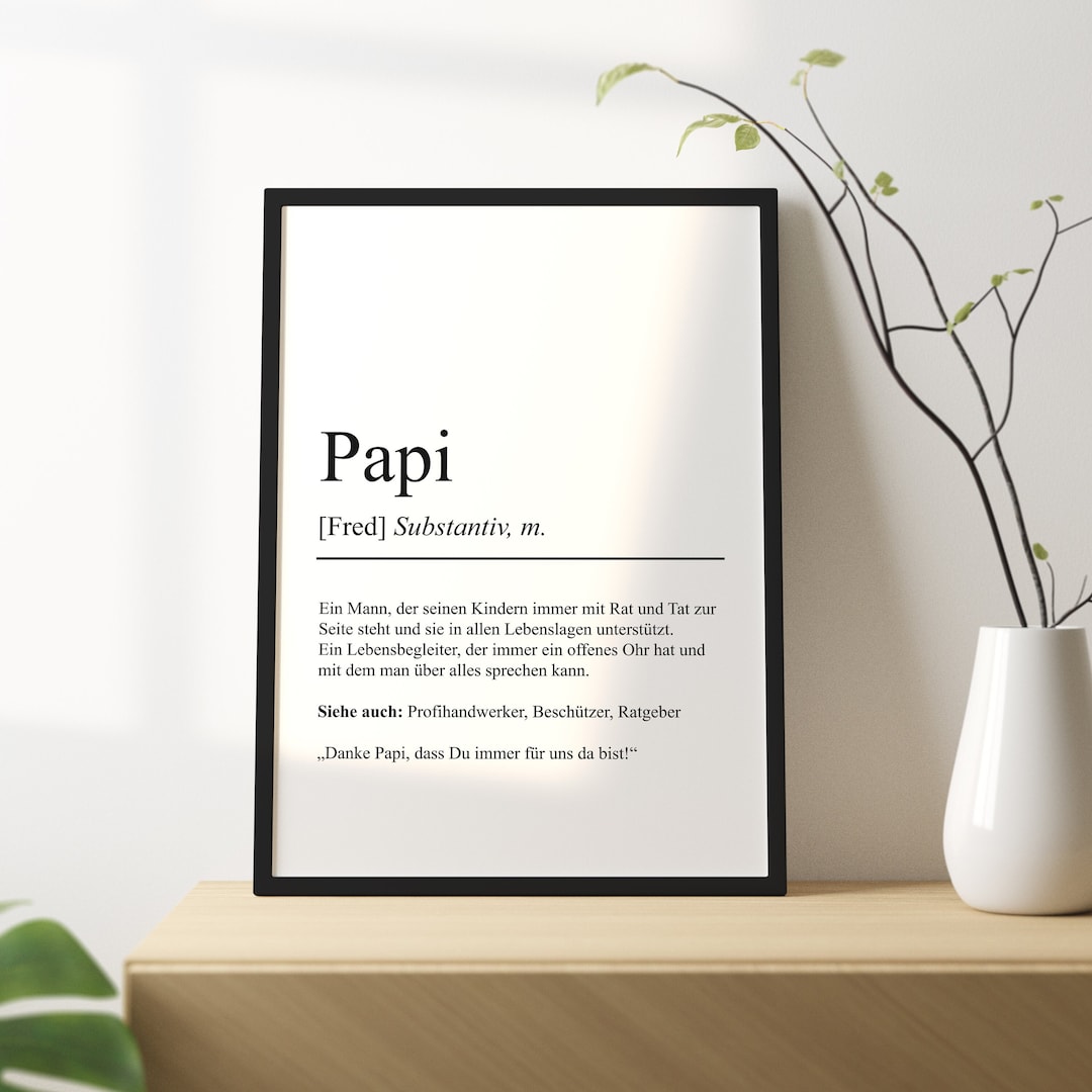 Papi Definition Poster Customizable Minimalist Design Etsy