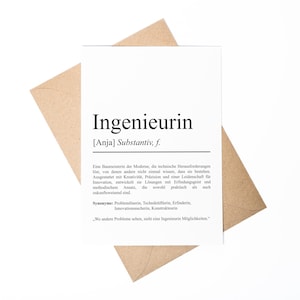 Ingenieurin Definition A6 Karte personalisierbar mit Namen Beruf Grußkarte Ingenieurin Geschenk Geburtstag Ingenieurin Klappkarte Definition