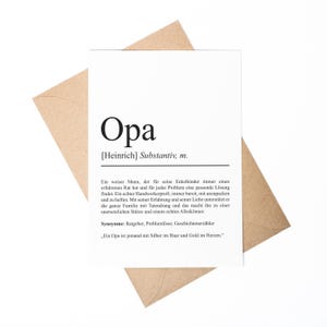 Opa Definition A6 Karte personalisierbar mit Namen Opa Grußkarte Geschenk für Opa Grußkarte Definition Opa Klappkarte Geschenkkarte