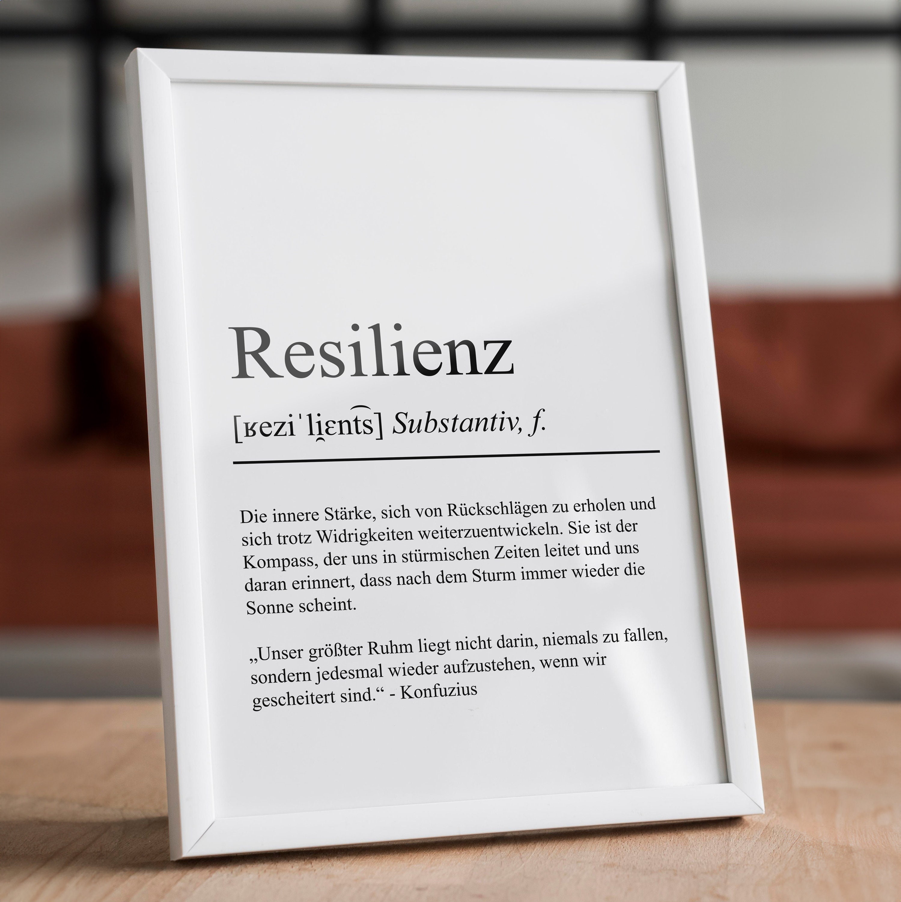 Resilienz Definition Poster Emotion Wanddeko Geschenk für Sie Umzug