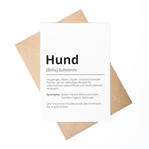 Hund Definition Karte personalisierbar mit Name Hund Grußkarte Geschenk Hundebesitzer Karte Geburtstag Geschenk Hundeliebhaber