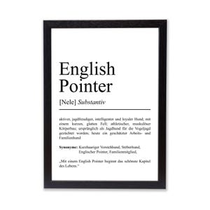 English Pointer Definition Poster personalisierbar mit Name Hunde Rasse Poster Geschenk Hundebesitzer Einzug Geburtstag Geschenk