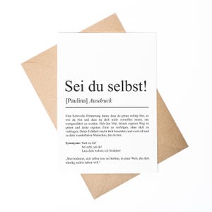 Sei du selbst Definition Karte personaliserbar mit Namen Mutmacher Karte Affirmation Karte für Kinder Motivationskarte Freundschaft