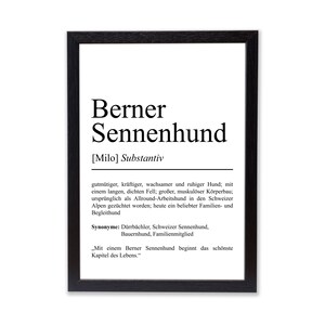 Berner Sennenhund Definition Poster personalisierbar mit Name Hunde Rasse Poster Geschenk Hundebesitzer Einzug Geburtstag Geschenk