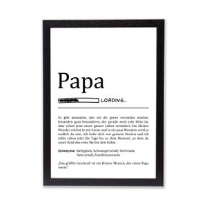 Papa Loaded Definition Poster, personalisierbar mit Wunschtext, Schwangerschaft Geschenk, wahlweise mit Rahmen, Schwangerschaftsverkündung