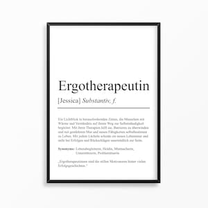 Ergotherapeutin Definition Poster personalisierbar mit Namen Beruf Poster Ergotherapeutin Geschenk Einzug Geburtstag Ergotherapeutin Ergotherapeutin