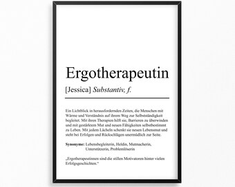 Ergotherapeutin Definition Poster personalisierbar mit Namen Beruf Poster Ergotherapeutin Geschenk Einzug Geburtstag Ergotherapeutin