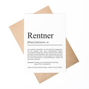 Rentner Definition Karte personalisierbar mit Namen Beruf Grußkarte Rentner Geschenk Geburtstag Rentner Postkarte Definition