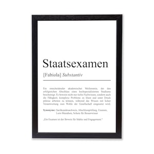 Staatsexamen Definition Poster personalisierbar mit Namen Abschluss Poster Examen Geschenk zum Abschluss Geschenk Examen Poster Definition