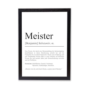 Meister Definition Poster personalisierbar mit Namen Abschluss Poster Meister Geschenk zum Abschluss Geschenk Meister Poster Definition