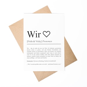 Wir Definition A6 Karte personalisierbar mit Namen Liebe Grußkarte Geschenk für Partner Klappkarte Definition Freundschaft Geschenkkarte