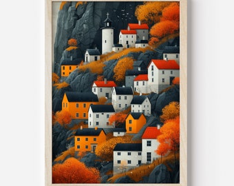 Skandinavisch Landschaft Poster Digitale Wandkunst Poster Wohnung Geschenk Umzug Poster für Wohnzimmer Moderne Wandkunst Boho Poster Küste