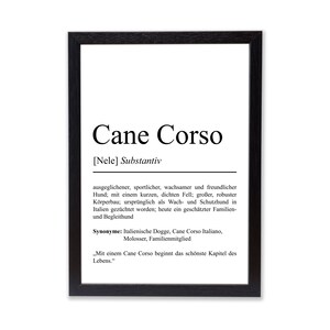 Cane Corso Definition Poster personalisierbar mit Name Hunde Rasse Poster Geschenk Hundebesitzer Einzug Geburtstag Geschenk