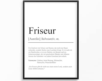 Friseur Definition Poster personalisierbar mit Namen Beruf Poster Friseur Geschenk Einzug Geburtstag Geschenk Friseur Poster Beruf