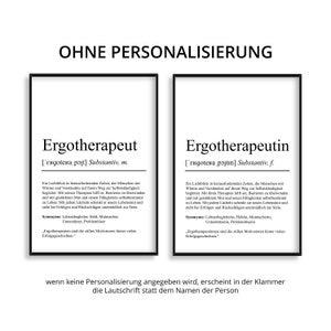 Ergotherapeutin Definition Poster personalisierbar mit Namen Beruf Poster Ergotherapeutin Geschenk Einzug Geburtstag Ergotherapeutin Bild 3