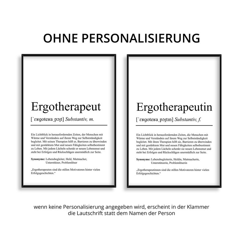 Ergotherapeutin Definition Poster personalisierbar mit Namen Beruf Poster Ergotherapeutin Geschenk Einzug Geburtstag Ergotherapeutin Bild 3