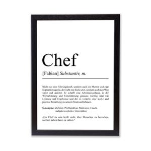 Chef Definition Poster personalisierbar mit Namen Beruf Poster Chef Geschenk Einzug Geburtstag Geschenk Chef Poster Beruf
