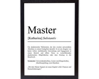 Master Definition Poster personalisierbar mit Namen Abschluss Poster Master Geschenk zum Abschluss Geschenk Master Poster Definition