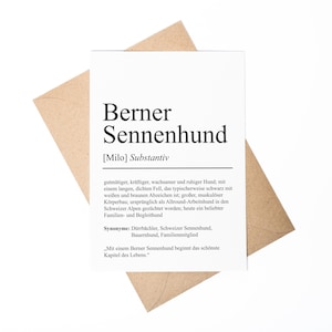 Berner Sennenhund Definition Karte personalisierbar mit Name Hunde Rasse Grußkarte Geschenk Hundebesitzer Karte Geburtstag Geschenk