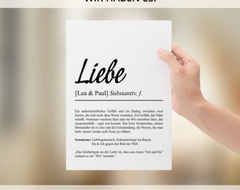 Liebe Definition Poster Personalisierbar Mit Namen Liebesposter
