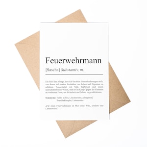Feuerwehrmann Definition Karte A6 personalisierbar mit Namen Beruf Grußkarte Feuerwehr Geschenk Geburtstag Feuerwehrmann Klappkarte