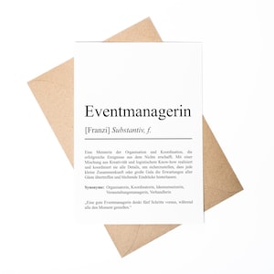 Eventmanagerin Definition A6 Karte personalisierbar mit Namen Beruf Grußkarte Eventmanagerin Geschenk Geburtstag Eventmanagerin Klappkarte