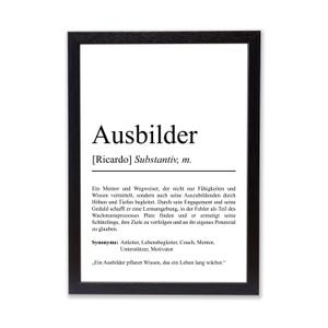 Ausbilder Definition Poster personalisierbar mit Namen Beruf Poster Ausbilder Geschenk Einzug Geburtstag Geschenk Ausbilder Poster Beruf